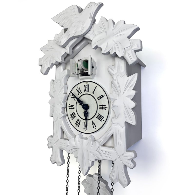 Rylai Cuckoo Clock Large Wooden Wall Clock Handcrafted 13x9.5 Inch (White) - Image 5