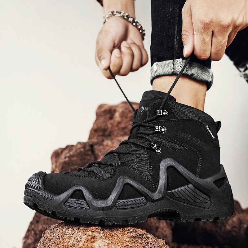 High-Top Tactical Boots Hard-Soled Wear-Resistant Desert Boots Outdoor Sports Combat Boots Casual Training Boots Breathable Hiking Shoes For Men - Image 2