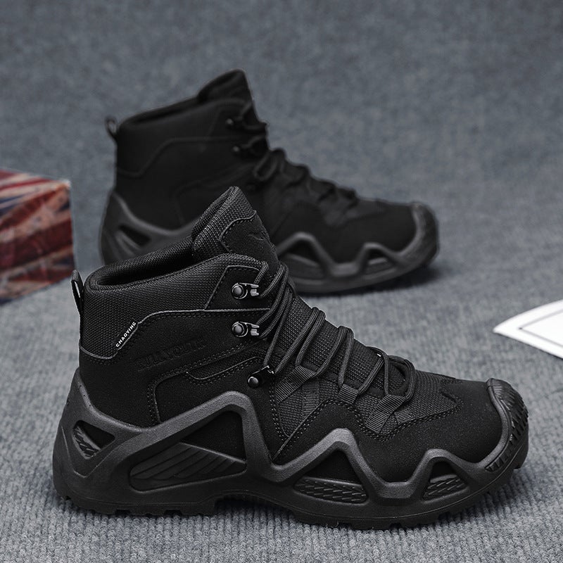 High-Top Tactical Boots Hard-Soled Wear-Resistant Desert Boots Outdoor Sports Combat Boots Casual Training Boots Breathable Hiking Shoes For Men - Image 1