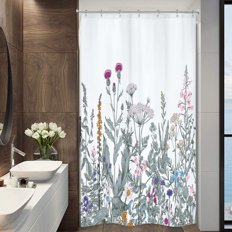 ريديكور رايديكور كشك الستار دش زهرة البرية 36Wx72H بوصة الحدود الحدودية النباتية الباقة باقة نباتات المياه المائية. - Image 2