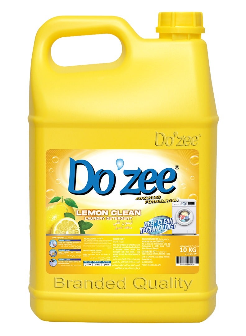 Do'zee Lemon Clean Liquid Laundry Detergent, 10 Liters - Image 1