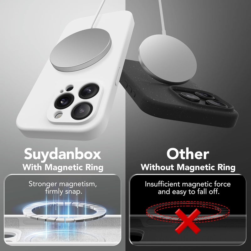 SUYDANBOX Magnetic for iPhone 14 Pro Max Case, Compatible with MagSafe, [Full Camera Protection][Screen Protector] Silicone Shockproof Protective Phone Case for iPhone 14 Pro Max 6.7", White - Image 5