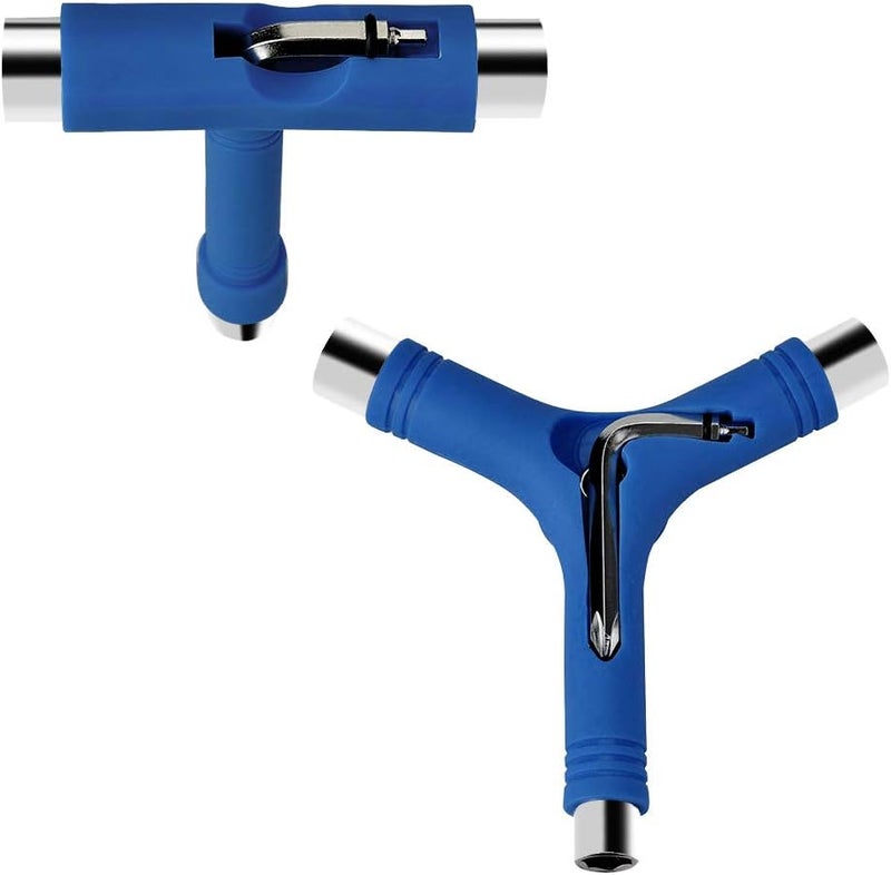 Sonku Blue All-in-One Skateboard Tool, Multifunctional Portable Skateboard T-Tool and Y-Tool Accessory with Screwdriver Wrench Storage in A Bag - Image 3