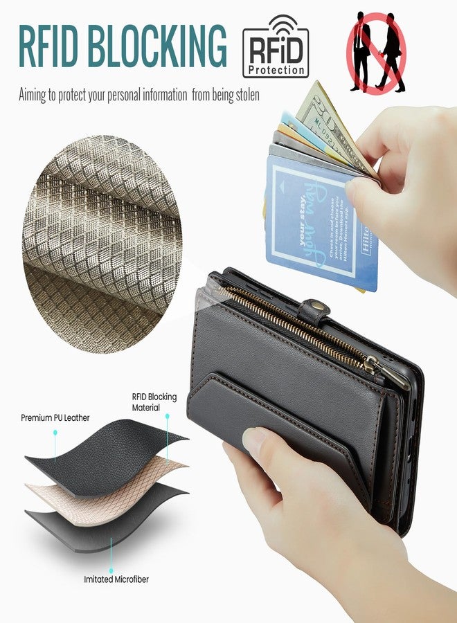 أسو ويش جراب هاتف Asuwish لهاتف سامسونج جالاكسي S20 ألترا 5G، غطاء محفظة بسحاب مع واقي شاشة من الزجاج المقوى وحامل بطاقات قابل للطي لحجب تقنية RFID، متوافق مع هواتف S20 ألترا، 20S، S20، A20، S20، 20 ألترا، G5، أسود، للرجال والنساء - Image 5