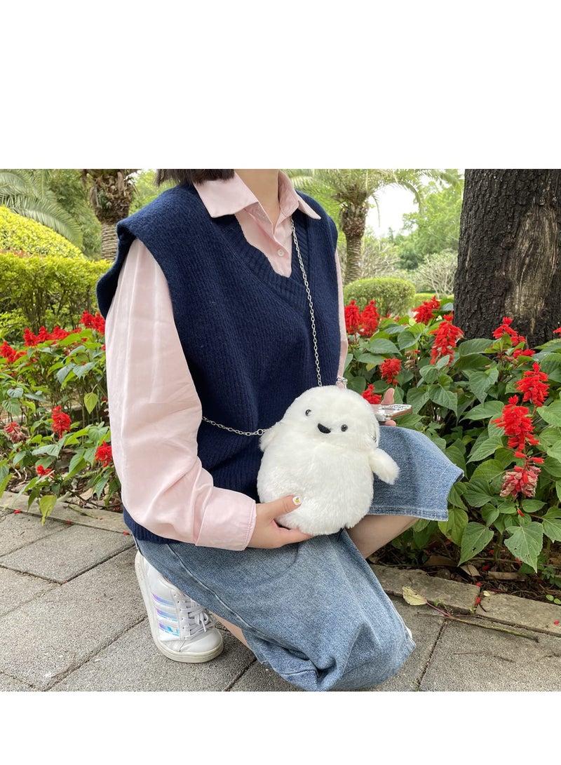 Chic Adroable Plush Crossbody Bag Fluffy Coin Wallet for Girls Stylish Small Shoulder Purse White Color - Image 3