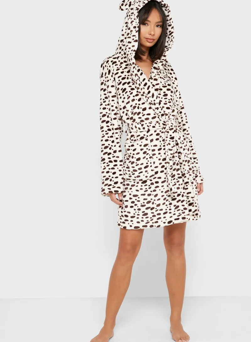 TOPSHOP Leopard Print Hooded Robe