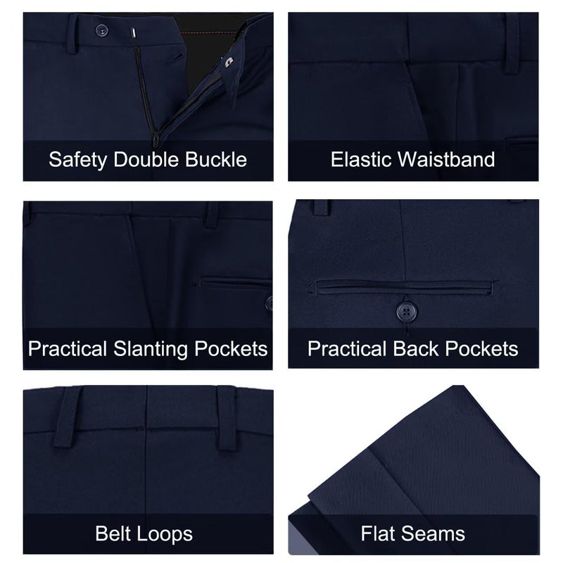 Lynerun Men's 2 Piece Suit Slim Fit Prom Suits for Men Solid Formal Suit for Party Homecoming Wedding Groom Navy Men Tuxedo L - Image 4