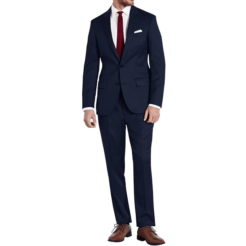 Lynerun Men's 2 Piece Suit Slim Fit Prom Suits for Men Solid Formal Suit for Party Homecoming Wedding Groom Navy Men Tuxedo L - Image 5