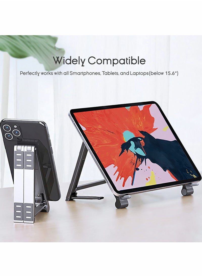 Y&D - Laptop Stand, Portable 3-in-1 Multi-Function Foldable Device Holder, Pocket Size Adjustable fit Your Phone, Tablet, and Laptop(15.6'' Below), Multi Angles Aluminum Ergonomic - Image 1