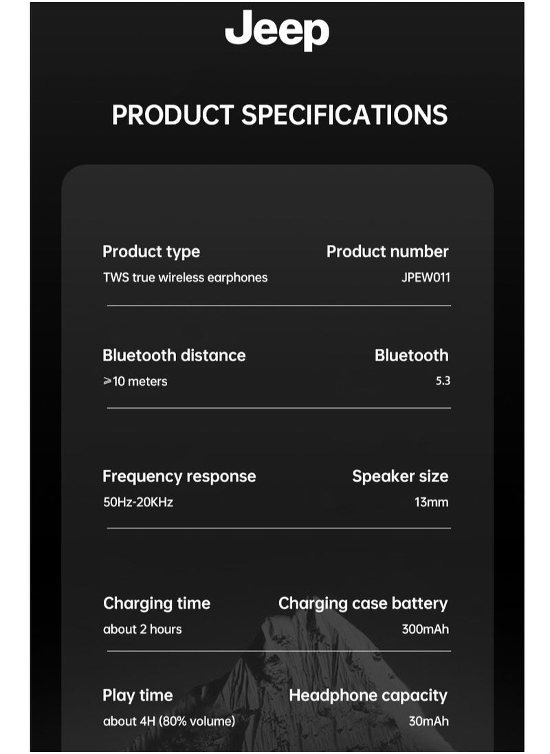 Jeep - Jeep JP-EW011 TWS True Wireless Bluetooth Earphones HiFi Sound Wireless Earbuds Noise Cancellation HD Calls Headset - Image 1