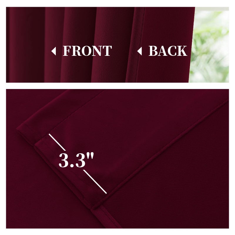 Yakamok Velvet Curtains 84 inches 2 Panels - Luxury Room Darkening Wine Red Curtains for Bedroom Living Room Thermal Insulated Super Soft Window Drapes Rod Pocket, Wine Red, W52 x L84 inches - Image 4
