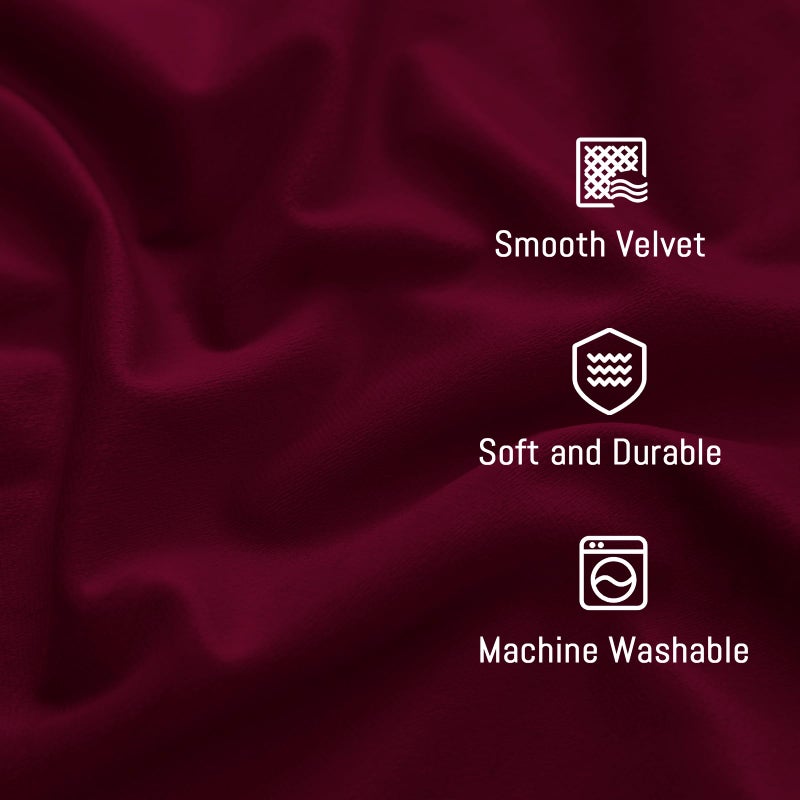 Yakamok Velvet Curtains 84 inches 2 Panels - Luxury Room Darkening Wine Red Curtains for Bedroom Living Room Thermal Insulated Super Soft Window Drapes Rod Pocket, Wine Red, W52 x L84 inches - Image 5