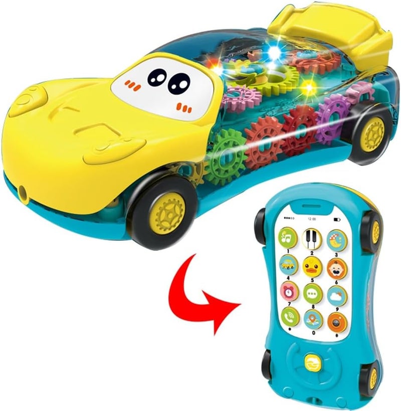 UV Enterprises 2 in 1 Transparent Gear Car Toy Phone for Kids Boys & Girls | Educational Learning Toy | Interactive Preschool Activity Game - Image 3