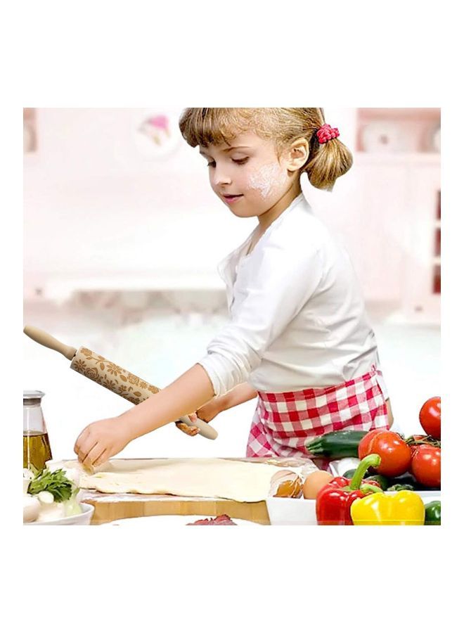 NIBEMINENT Wooden Rolling Pin Beige 4x4x43cm - Image 3