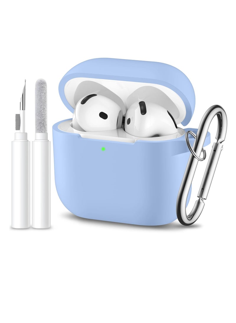 SZOXST - Compatible with AirPods 4 Case Cover, Soft Silicone Shockproof Covers for Airpods 4th Generation 2024 Cases with Keychain and Cleaning Kit Front LED Visible for Women and Men Sky Blue - Image 1