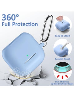 SZOXST Compatible with AirPods 4 Case Cover, Soft Silicone Shockproof Covers for Airpods 4th Generation 2024 Cases with Keychain and Cleaning Kit Front LED Visible for Women and Men Sky Blue  - Image 3