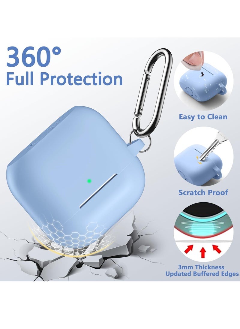 SZOXST - Compatible with AirPods 4 Case Cover, Soft Silicone Shockproof Covers for Airpods 4th Generation 2024 Cases with Keychain and Cleaning Kit Front LED Visible for Women and Men Sky Blue - Image 1