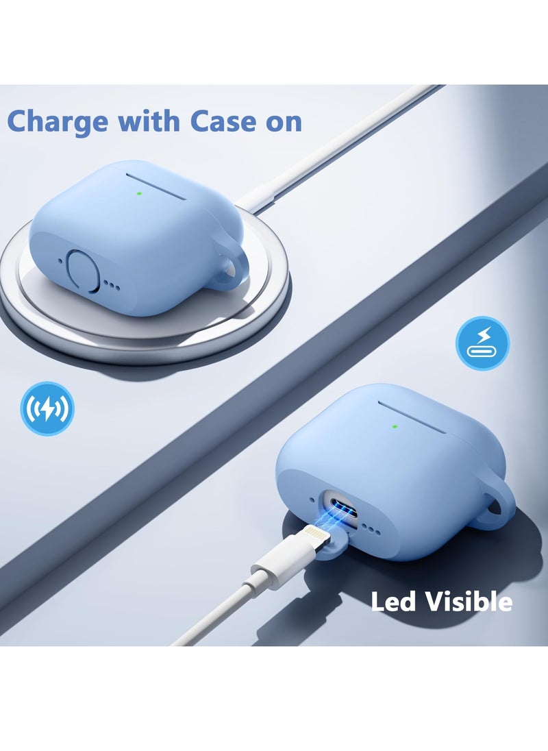 SZOXST - Compatible with AirPods 4 Case Cover, Soft Silicone Shockproof Covers for Airpods 4th Generation 2024 Cases with Keychain and Cleaning Kit Front LED Visible for Women and Men Sky Blue - Image 1