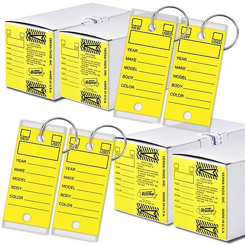 Versa-Tags 1000 Per Box, Self-Protecting Paper Key Tags with Chrome-Plated Split Rings Perfect for Car Truck Or RV Dealers Yellow - Image 1