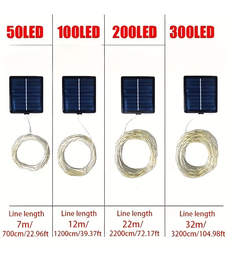 Multi Color Solar Garden Copper Wire Light 300LEDs Outdoor String Decor - Image 3