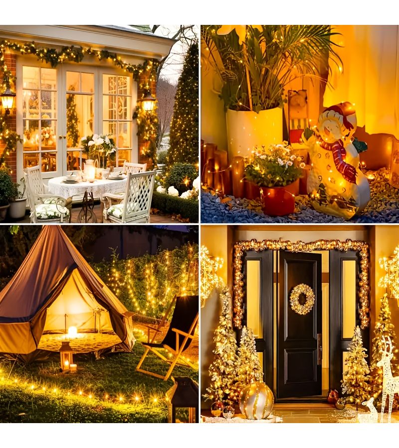 Multi Color Solar Garden Copper Wire Light 300LEDs Outdoor String Decor - Image 4