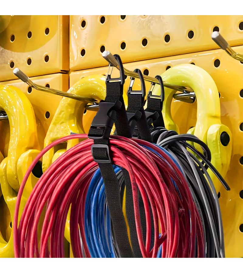 8 Locking Cord Organizers with Adjustable Straps for Power Strip Storage Black - Image 3