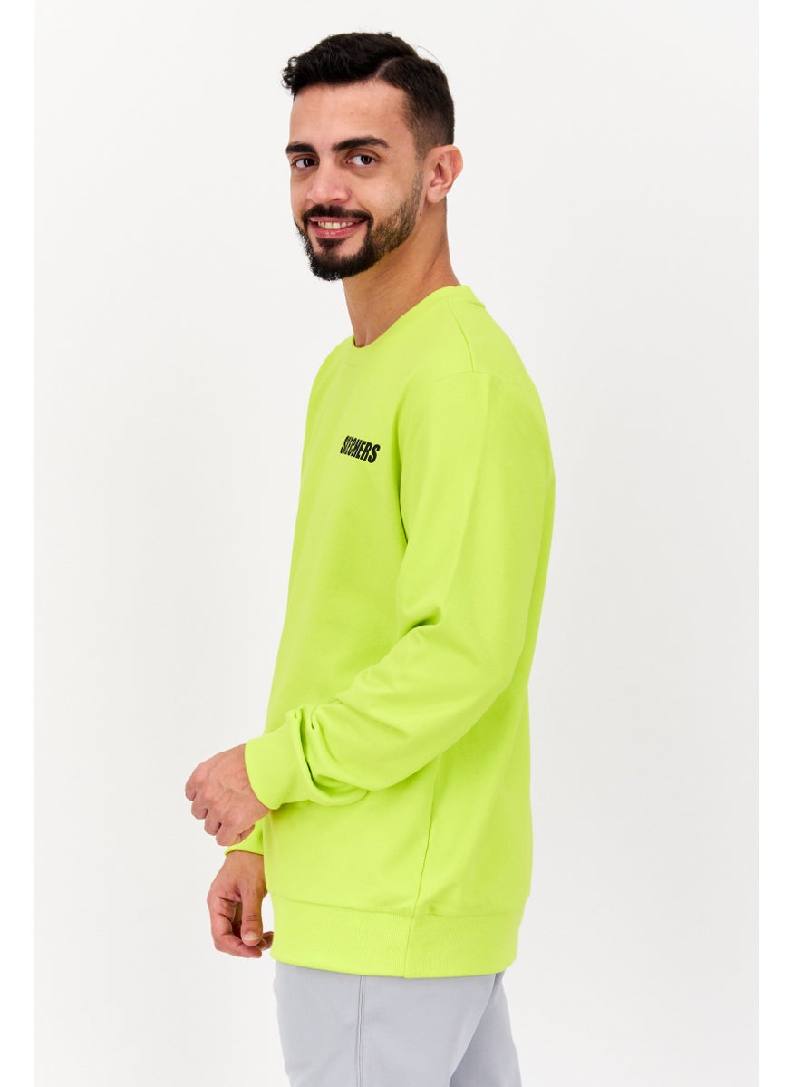 SKECHERS Men Sportswear Fit Long Sleeve Training Sweatshirt, Lime  - Image 3