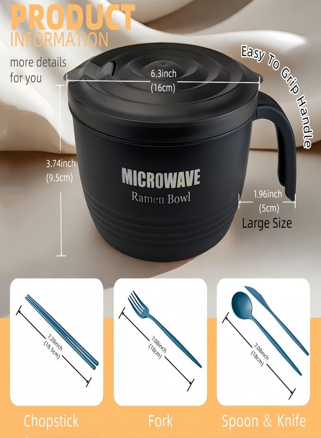 Layron Large Ramen Bowl, Ramen Noodle Bowls Microwavable 45 oz, Ramen Cooker, Microwave Pasta Cooker, Ramen Bowl Microwave Gift for College Boys Girls Male Female Dorm Room (black) - Image 2