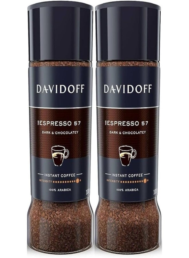 Davidoff Espresso 57 Instant Coffee Combo Pack | 2 Jars x 100g Each By Cougar | Dark & Chocolaty Taste | Premium 100% Arabica Instant Coffee | Strong Intensity, Rich Aroma & Energy Boost for Long Active Days - (Imported) - Image 1