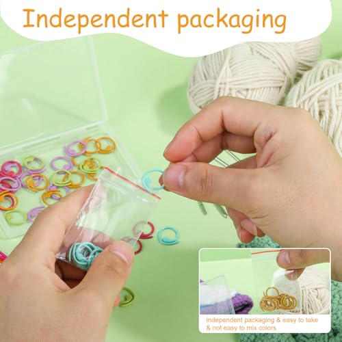 Lokunn 50 Pcs Crochet Stitch Markers, 5 Color Helical-Shaped Stitch Markers for Crocheting, 9 Pcs Large Eye Blunt Sewing Needles with Storage Box for DIY and Craft Sewing - Image 3