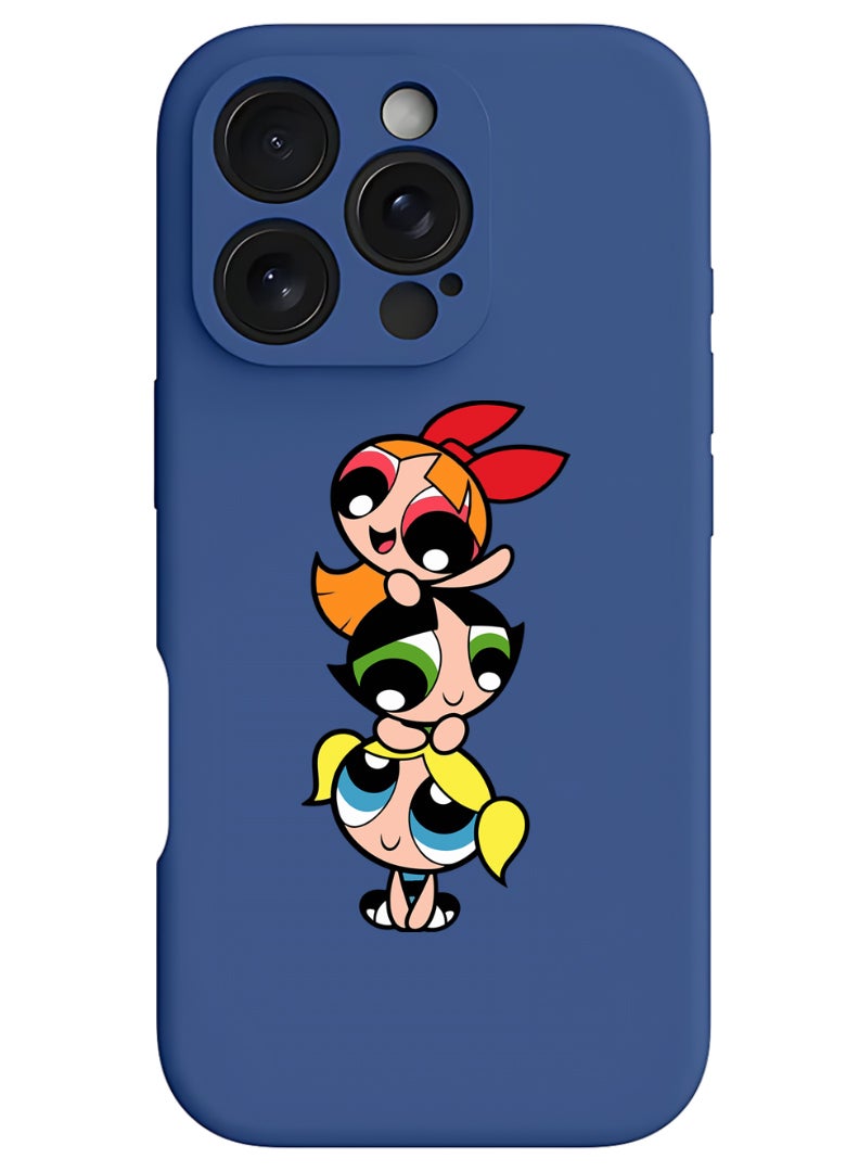 Theodor غطاء حماية رفيع من السليكون السائل باللون الأزرق لجهاز iPhone 16 Pro مع حماية كاملة للجسم، مضاد للخدوش ومقاوم للصدمات لجهاز iPhone - باور بوف - Image 1