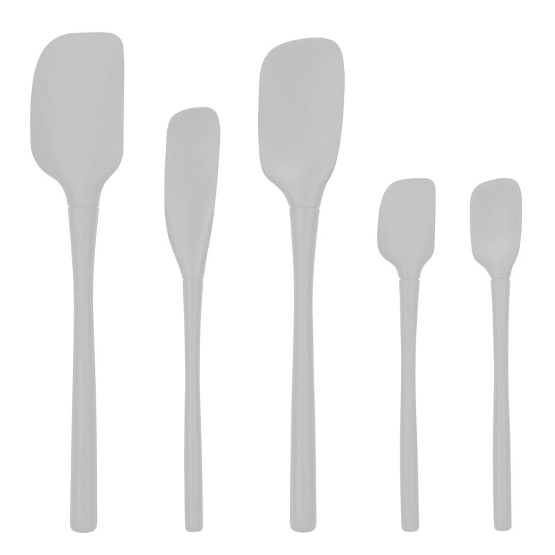 FlexCore Spatula All Silicone High Heat Resistant 5 Piece Cooking Utensils Set  Includes NonStick Spatula Spoonula Jar Scraper and Mini  BPAFree Kitchen  Ergonomic Design