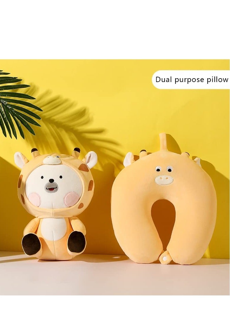 واي آند دي 2-in-1 Travel Pillow for Kids - Plushie that Converts into a U-Shaped Neck Ultimate Comfort During Airplane, Car, Train, Bus Trip Giraffe - Image 5