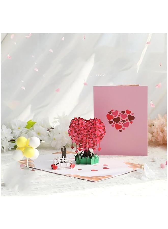 إيروريكس بطاقة تهنئة ثلاثية الأبعاد على شكل شجرة حب، بطاقة عيد الحب الإبداعية، بطاقة ذكرى زواج فريدة من نوعها له ولها في عيد الحب، بطاقة اقتراح زفاف مصنوعة يدويًا - Image 2