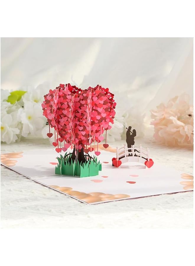 إيروريكس بطاقة تهنئة ثلاثية الأبعاد على شكل شجرة حب، بطاقة عيد الحب الإبداعية، بطاقة ذكرى زواج فريدة من نوعها له ولها في عيد الحب، بطاقة اقتراح زفاف مصنوعة يدويًا - Image 1