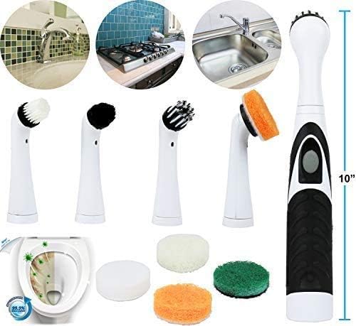 Greenco Electric Scrub Brush with 4 Replaceable Brush Attachment Heads Electric Cleaning Brush Scrubber Spin Scrubber Bathroom and Grout Auto Power Scrubber New and Improved Version - Image 5