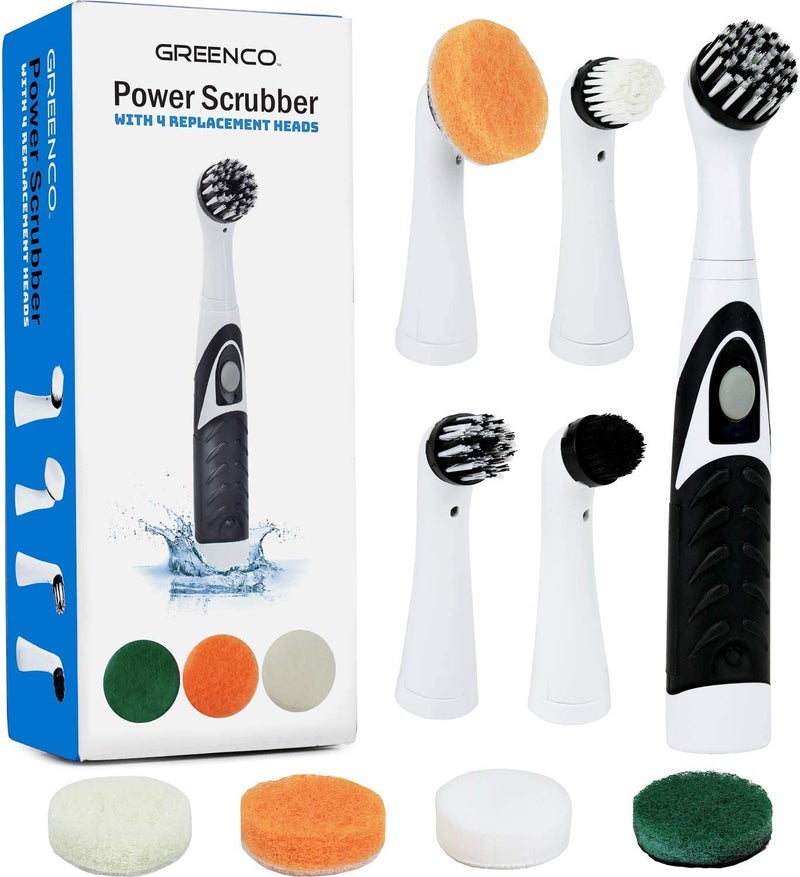 Greenco Electric Scrub Brush with 4 Replaceable Brush Attachment Heads Electric Cleaning Brush Scrubber Spin Scrubber Bathroom and Grout Auto Power Scrubber New and Improved Version - Image 1
