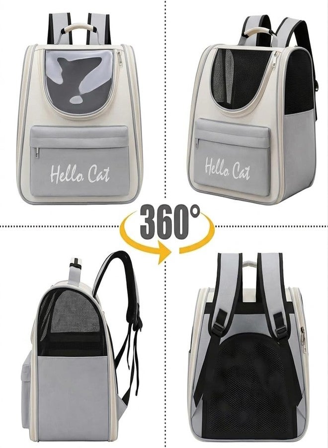 Evona Pet Carrier Backpack for Cats & Small Dogs, Transparent Space Capsule Cat Carrier Bag with Breathable Mesh, Foldable Travel Backpack for Hiking, Camping, Vet Visits & Outdoor Use (Grey) - Image 4