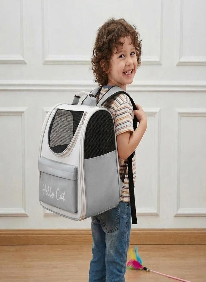 Evona Pet Carrier Backpack for Cats & Small Dogs, Transparent Space Capsule Cat Carrier Bag with Breathable Mesh, Foldable Travel Backpack for Hiking, Camping, Vet Visits & Outdoor Use (Grey) - Image 3