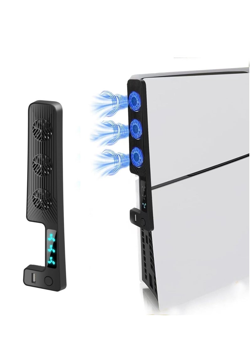 KJH - Cooling Fan with USB Port for PS5 Slim Digital/Disc Edition  PlayStation 5 Slim Cooler Equipped with 3 Quiet 9500-Speed Fans and LED Light - Image 1