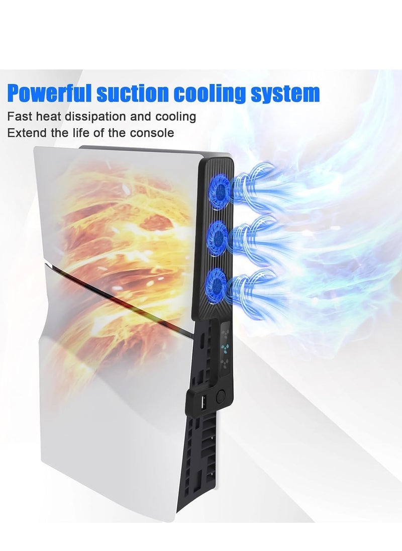 KJH - Cooling Fan with USB Port for PS5 Slim Digital/Disc Edition  PlayStation 5 Slim Cooler Equipped with 3 Quiet 9500-Speed Fans and LED Light - Image 1
