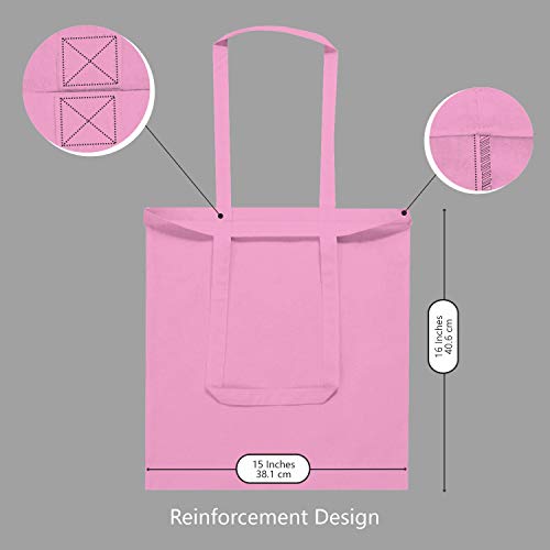 TOPDesign 12-Pack Economical 16"x15" Baby Pink Cotton Tote Bag, Lightweight Medium Reusable Grocery Shopping Cloth Bags, Suitable for DIY, Advertising, Promotion, Gift, Activity - Image 5