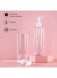 Harrods 5 Pieces - Empty Shampoo Pump Bottles Refillable Dispenser Container Liquid Soap Dispenser Pump Lotion Bottle Plastic Cylinder With Pumps - 500 Ml Each (Transparent)  - Image 3