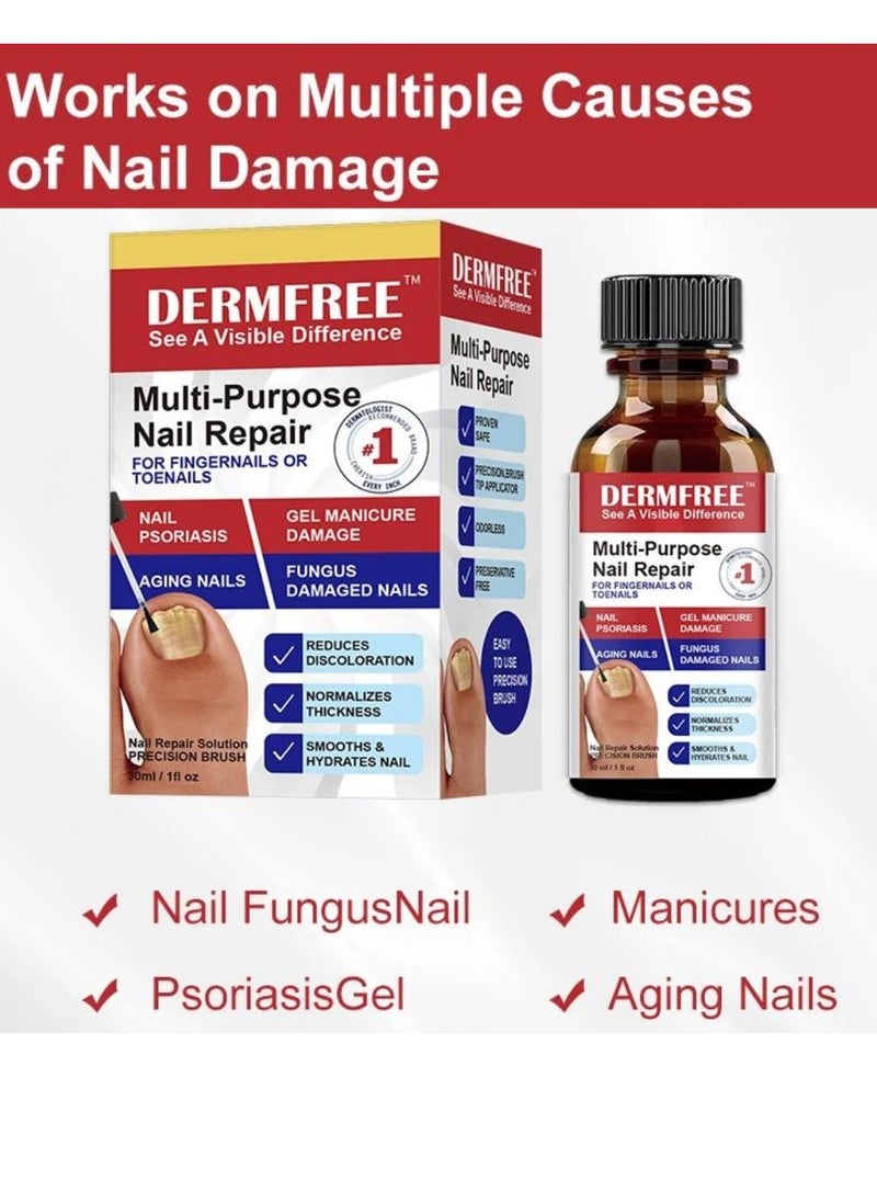 DERMFREE - Multi Purpose Nail Repair Fungus Treatment Toenail Fingernail Fungal Renewal Treatment Toenail Fungus Treatment Solution Nail Psoriasis Aging Nails Fungus Damaged Repair Gel 30ML - Image 1