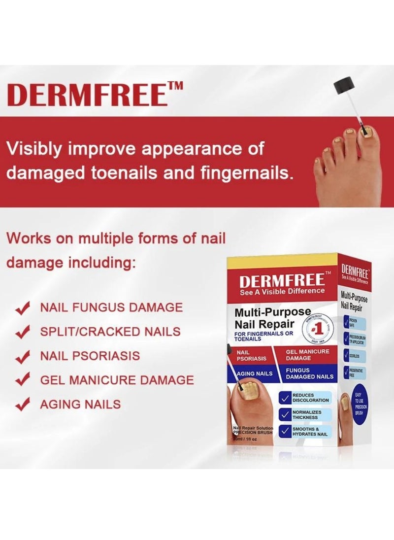 DERMFREE - Multi Purpose Nail Repair Fungus Treatment Toenail Fingernail Fungal Renewal Treatment Toenail Fungus Treatment Solution Nail Psoriasis Aging Nails Fungus Damaged Repair Gel 30ML - Image 1