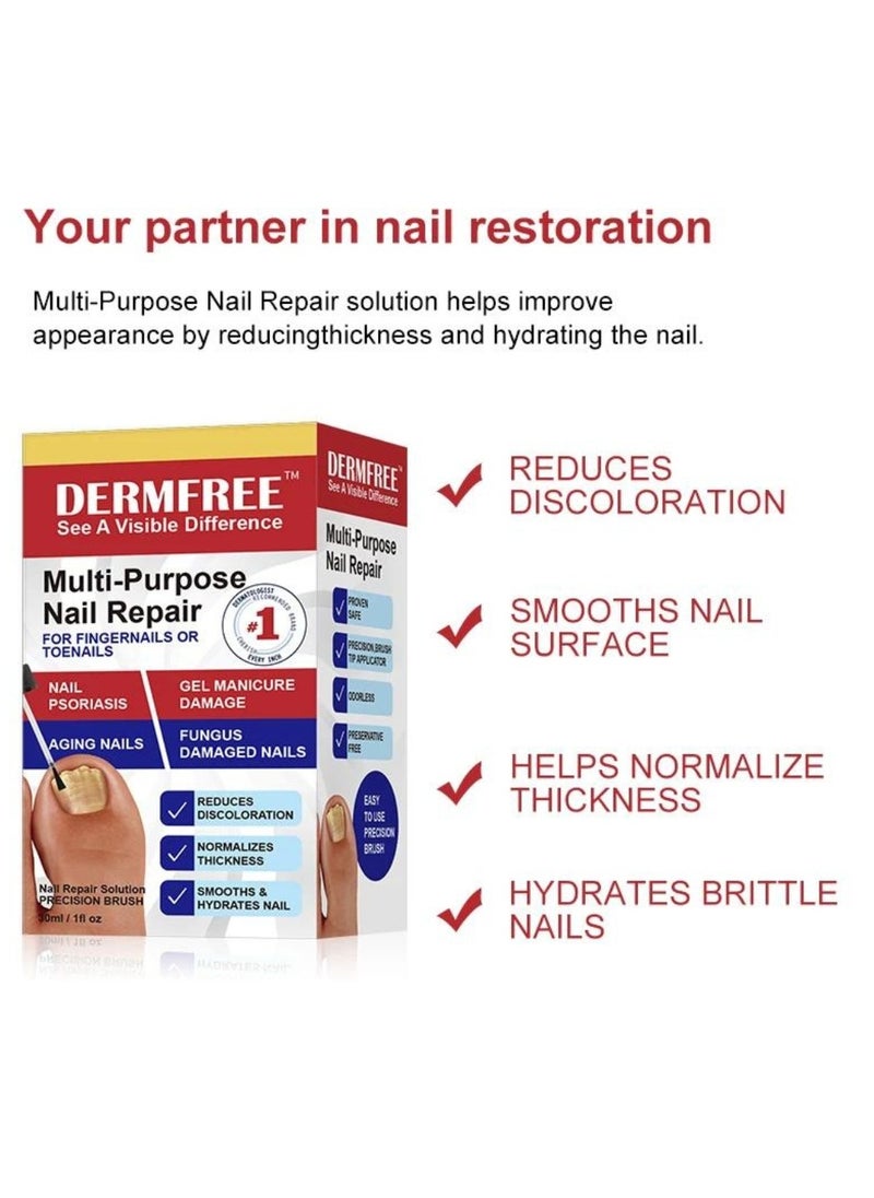 DERMFREE - Multi Purpose Nail Repair Fungus Treatment Toenail Fingernail Fungal Renewal Treatment Toenail Fungus Treatment Solution Nail Psoriasis Aging Nails Fungus Damaged Repair Gel 30ML - Image 1