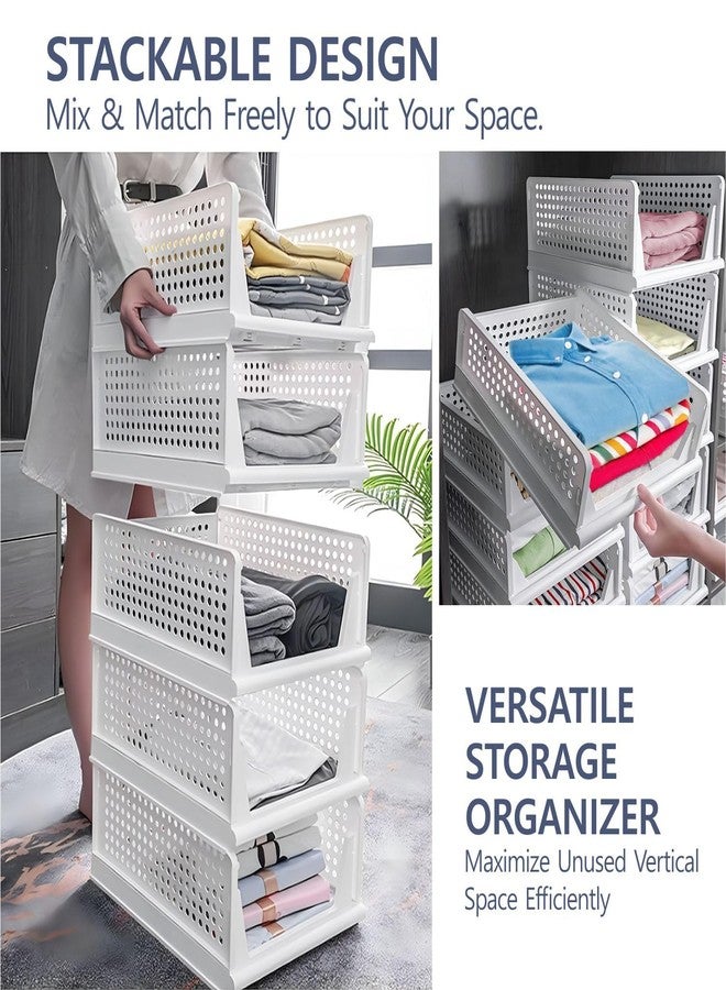 Aditya Polymers Pack of 2 (1 Large + 1 Small) Clothes Organizer For Wardrobe Cupboard| Foldable Stackable| MultiPurpose Adjustable Sliding Tray Basket| Almirah Closet Space Organiser| Shirt Stacker - Image 3
