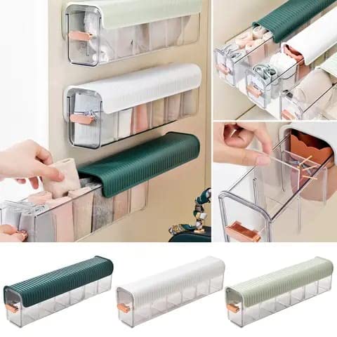 NISHIV 6 Cell Socks Underwear Organizer Wall Mount Drawer Storage Boxes and Acrylic Organizers for Clothes Socks Ties Data Cable Spices SelfAdhesive Anti Dust Storage BoxesMulti Color - Image 1