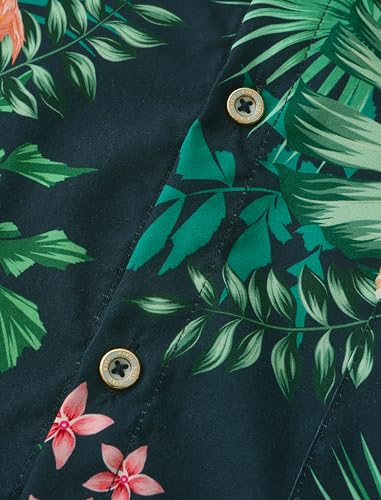 KYKU Men's Hawaiian Shirts Vacation Button Up Shirt Flamingo, Green, X-Large - Image 5