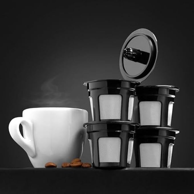 Silk Route 4Pcs Coffee Filters Reusable K Cups Stainless Steel Mesh Strainer Pods Filters For Keurig Family Home Kitchen Tea Black - Image 4
